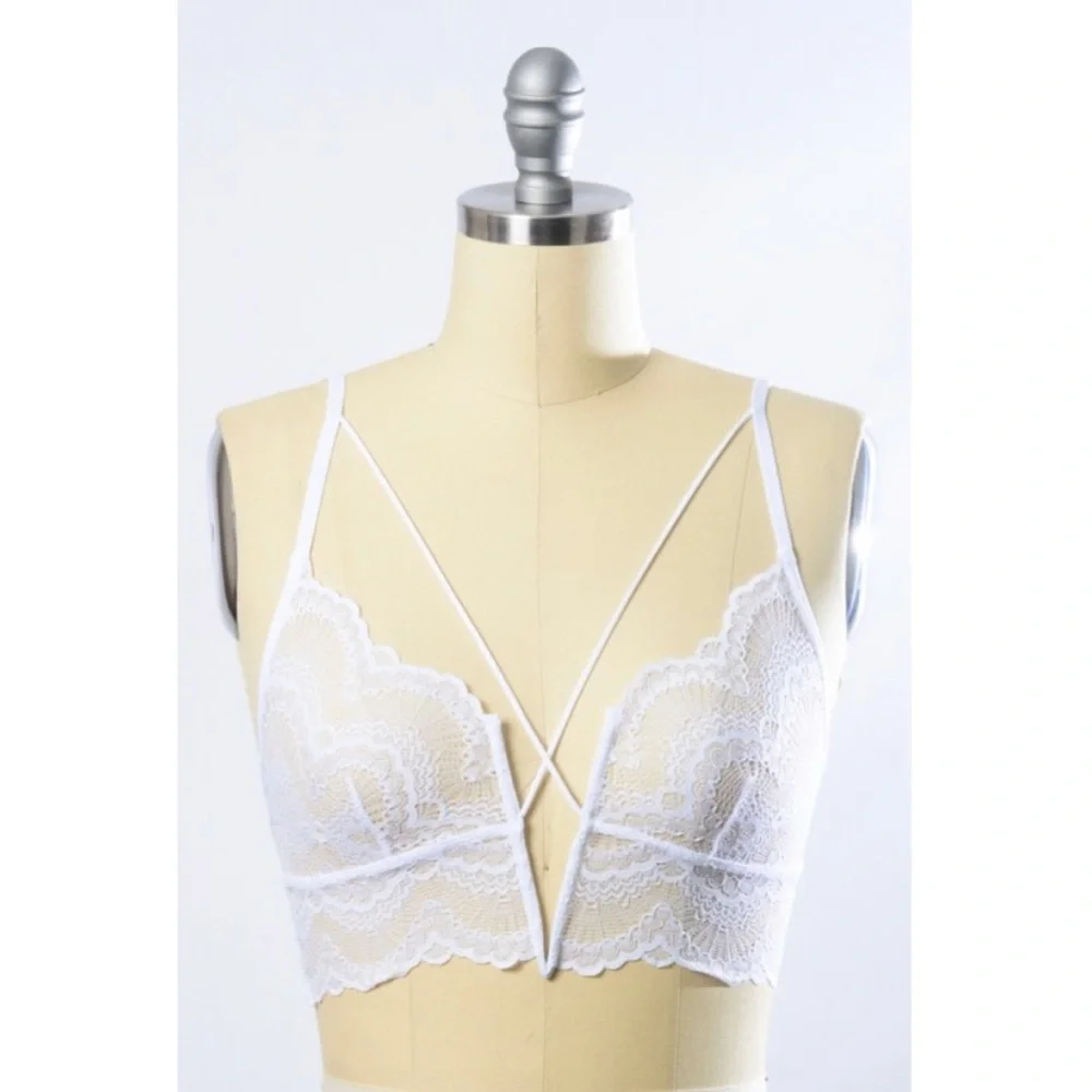 Structured Scalloped Lace Bralette White - Picture 7 of 8
